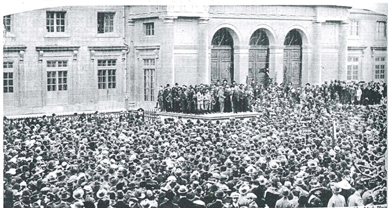 Demonstration von Arbeitslosen, Neuchâtel, 1922. 
