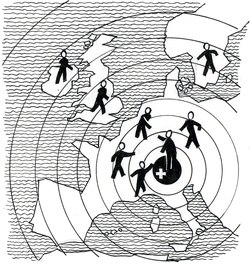 Disegno/Caricatura: La Svizzera al centro dell'Europa.