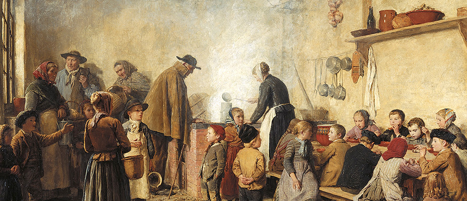 Albert Anker, La minestra dei poveri a Ins, 1893, olio su tela. Fonte: Museo delle Belle Arti di Berna, città di Berna.