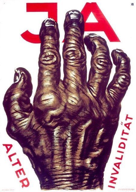 Manifesto (1925) di Karl Bicke per la votazione popolare del 24 maggio 1925 (iniziativa Rothenberger). Biblioteca Nazionale Svizzera, Berna, SNL_POL_77.