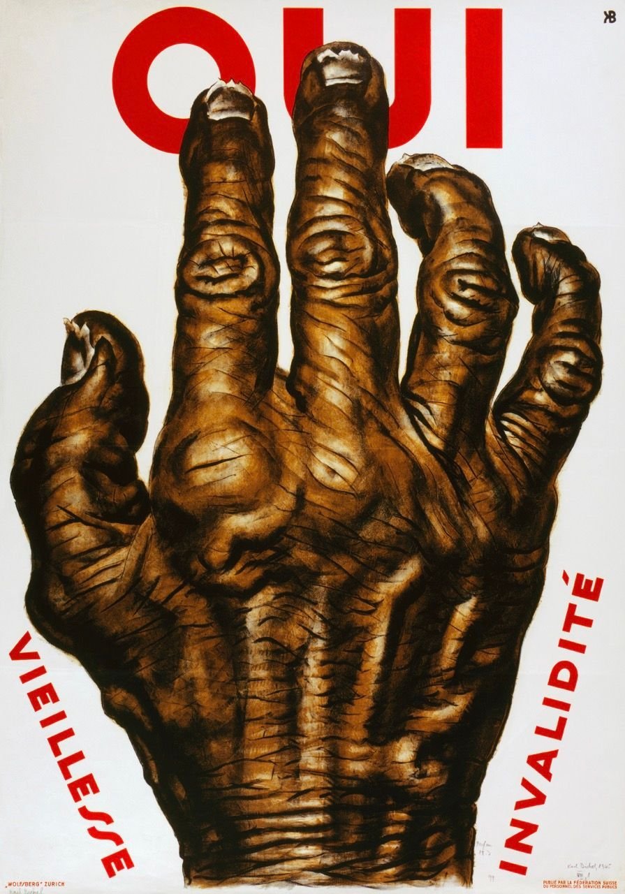 Manifesto (1925) di Karl Bicke per la votazione popolare del 24 maggio 1925 (iniziativa Rothenberger). Biblioteca Nazionale Svizzera, Berna, SNL_POL_77.