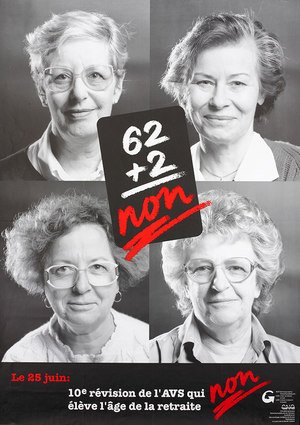 Manifesto "No al 10. revisione di AVS" del 1995. Fonte: Biblioteca di Ginevra, Da 2845.