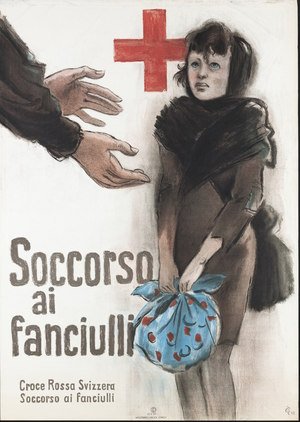 Croce Rossa Svizzera, Soccorso ai fanciulli 1942 (affisso). Fonte: Zürcher Hochschule der Künste / Museum für Gestaltung Zürich, Raccolta di affissi, Nr. 86-0800.