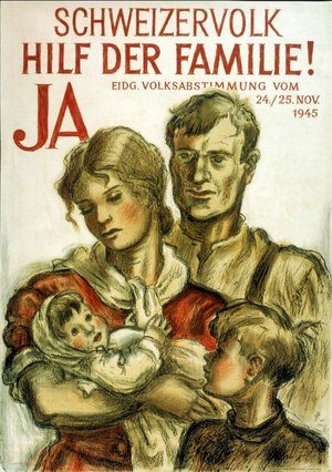 Manifesto per la votazione popolare del 25 novembre 1945. Fonte: Biblioteca nazionale svizzera, Gabinetto delle stampe, SNL POL 172.