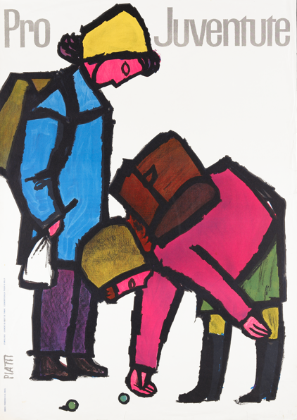 Pro-Juventute Plakat, Celestino Piatti, Basel 1957, Bibliothèque de Genève, Celestino Piatti, Da 391