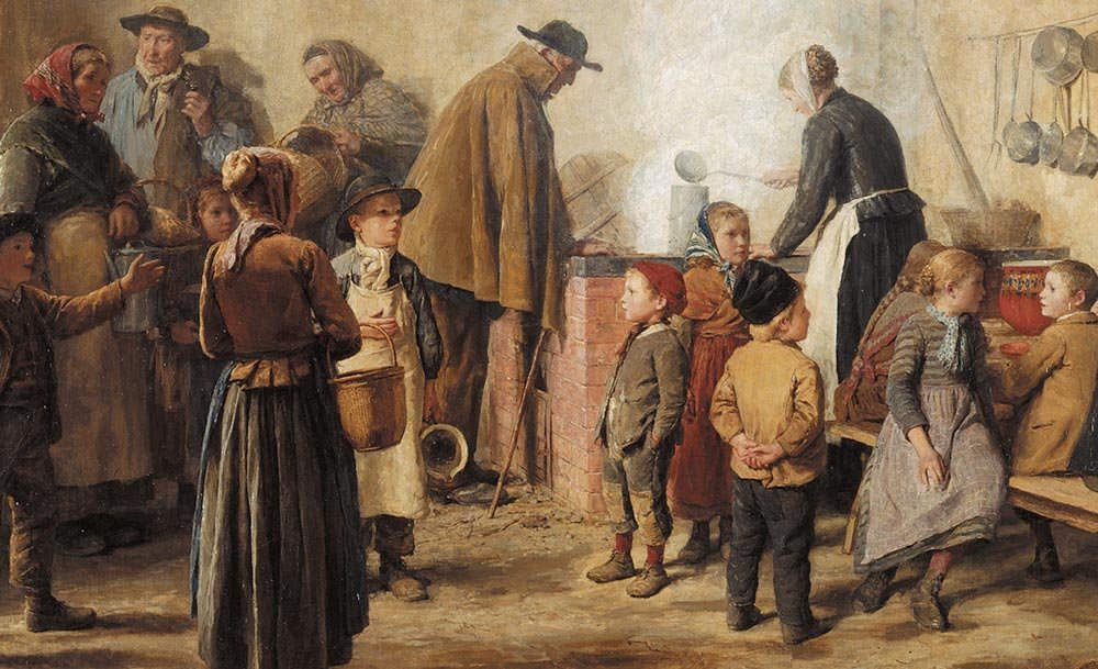 Albert Anker, La minestra dei poveri a Ins II, 1893, olio su tela. Fonte: Museo delle Belle Arti di Berna, città di Berna