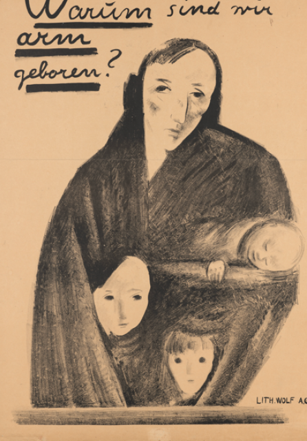 Why Are We Born Poor? (1919). Poster. Artist: Alfred Heinrich Pellegrini. Language: German. Copyright: Alfred Heinrich Pellegrini. Reference: Museum of Design Zurich, Poster Collection, Signature 07-0652.