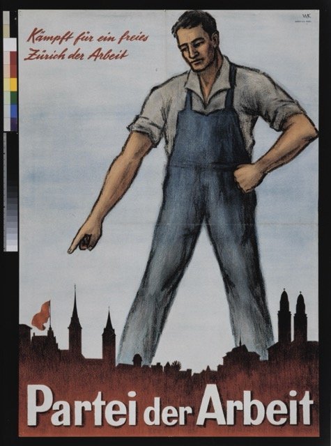 Nel 1921 nasce dall’incontro di diversi movimenti di estrema sinistra il partito comunista svizzero (PCS), il cui orientamento si rifà principalmente all’internazionalismo e alla rivoluzione mondiale. La quota di elettori rimane piuttosto bassa, raggiungendo negli anni 1920 al massimo il 2 per cento a livello federale. Il partito viene vietato in diversi Cantoni e nel 1940 anche a livello nazionale. Nella prima metà degli anni 1940, con l’entrata in guerra dell’Unione Sovietica a fianco degli Alleati contro la Germania nazista, i movimenti comunisti e antifascisti conoscono in Svizzera un nuovo slancio. In seguito allo scioglimento dell’Internazionale Comunista nel 1943, il PCS confluisce assieme a socialdemocratici di estrema sinistra e ad altri movimenti