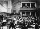 Conferenza internazionale per la protezione dei lavoratori, dal 15 al 25 settembre 1913, nella sala del consiglio nationale a Berna. Archivi sociali svizzeri, Zurigo.